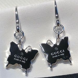 Silver Gucci Butterfly Earrings